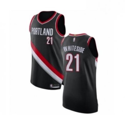 Mens Portland Trail Blazers 21 Hassan Whiteside Authentic Black Basketball Jersey Icon Edition