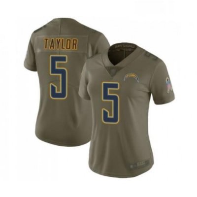 Womens Los Angeles Chargers 5 Tyrod Taylor Limited Olive 2017 Salute to Service Football Jersey