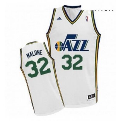 Mens Adidas Utah Jazz 32 Karl Malone Swingman White Home NBA Jersey