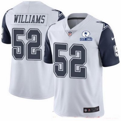 Nike Cowboys 52 Connor Williams White Men Stitched With Established In 1960 Patch NFL Limited Rush Jersey