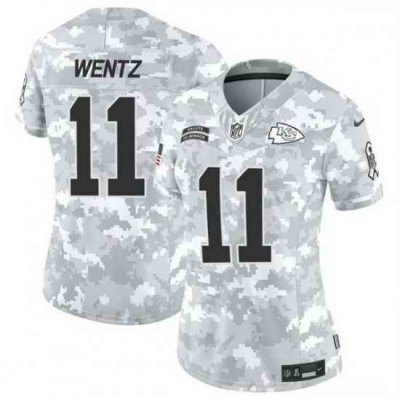 Women Kansas City Chiefs 11 Carson Wentz 2024 F U S E Arctic Camo Salute To Service Limited Stitched Football Jersey