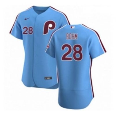 Men Philadelphia Phillies 28 Alec Bohm Men Nike Light Blue Alternate 2020 Authentic Player MLB Jersey