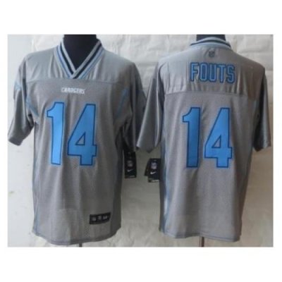 Nike San Diego Chargers 14 Dan Fouts Grey Vapor Elite NFL Jersey