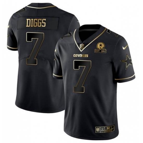 Men Dallas Cowboys 7 Trevon Diggs Black Golden Edition Limited Stitched Jersey