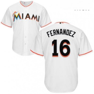 Mens Majestic Miami Marlins 16 Jose Fernandez Replica White Home Cool Base MLB Jersey