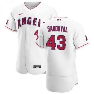 Men Los Angeles Angels 43 Patrick Sandoval Men Nike White Home 2020 Flex Base Player MLB Jersey