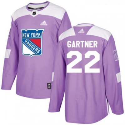 Youth Adidas New York Rangers 22 Mike Gartner Authentic Purple Fights Cancer Practice NHL Jersey