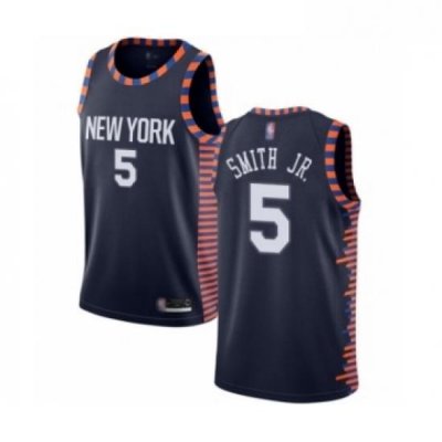 Youth New York Knicks 5 Dennis Smith Jr Swingman Navy Blue Basketball Jersey 2018 19 City Edition