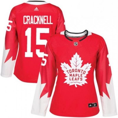 Womens Adidas Toronto Maple Leafs 15 Adam Cracknell Authentic Red Alternate NHL Jersey