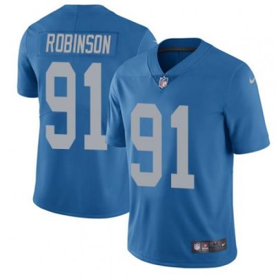 Nike Lions #91 Ashawn Robinson Blue Throwback Mens Stitched NFL Vapor Untouchable Limited Jersey