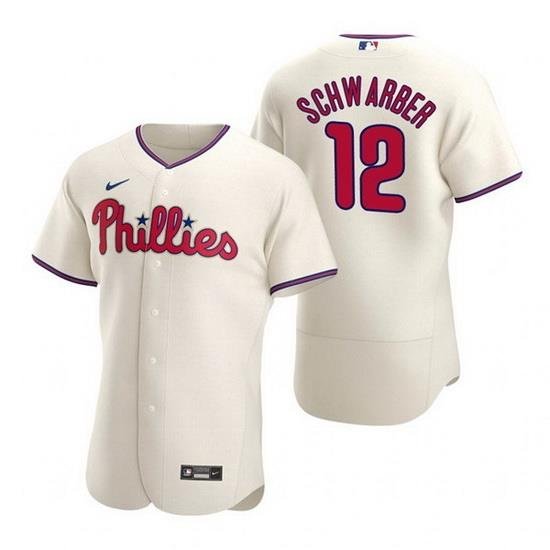 Men Philadelphia Phillies 12 Kyle SchWarber 2021 Cream Flex Base Stitched Baseball jersey