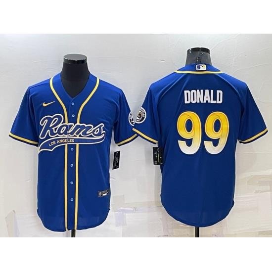 Men Los Angeles Rams 99 Aaron Donald Royal Cool Base Stitched Baseball Jersey