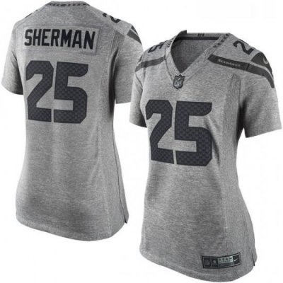 Womens Nike Seattle SeahaWks 25 Richard Sherman Limited Gray Gridiron NFL Jersey