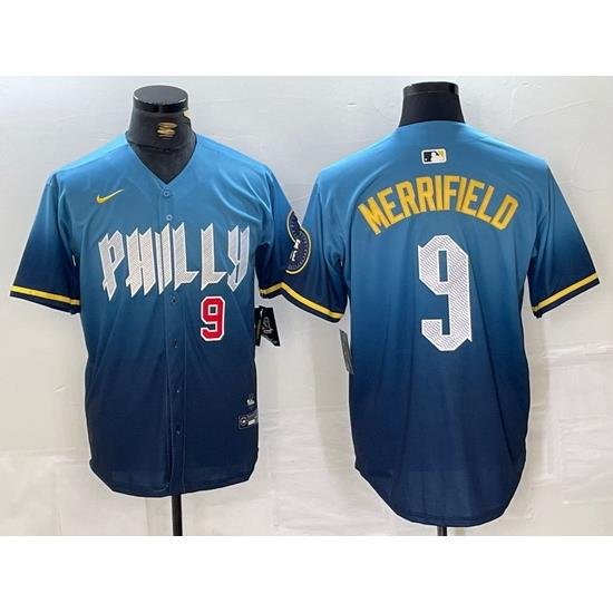 Men Philadelphia Phillies 9 Whit Merrifield Blue 2024 City Connect Limited Stitched Jersey 1