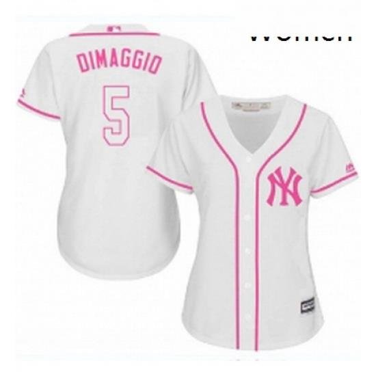 Womens Majestic New York Yankees 5 Joe DiMaggio Replica White Fashion Cool Base MLB Jersey