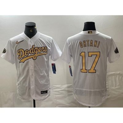 Men Los Angeles Dodgers 17 Shohei Ohtani White 2022 All Star Stitched Flex Base Nike Jersey