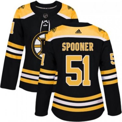 Womens Adidas Boston Bruins 51 Ryan Spooner Premier Black Home NHL Jersey