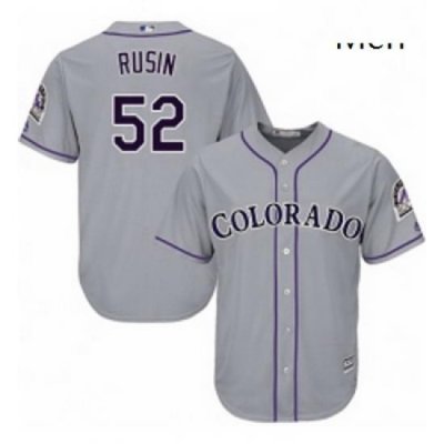 Mens Majestic Colorado Rockies 52 Chris Rusin Replica Grey Road Cool Base MLB Jersey