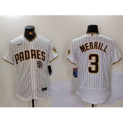 Men San Diego Padres 3 Jackson Merrill white Cool Base Stitched Baseball Jersey 019