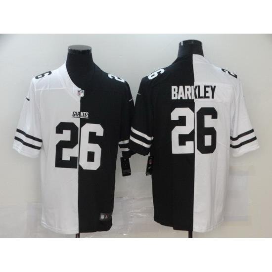 Nike Giants 26 Saquon Barkley Black And White Split Vapor Untouchable Limited Jersey