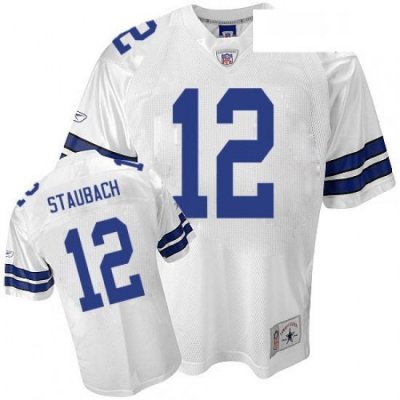 Reebok Dallas Cowboys 12 Roger Staubach Replica White Legend Throwback NFL Jersey