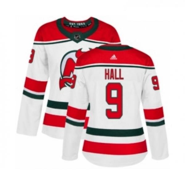 Womens Adidas New Jersey Devils 9 Taylor Hall Authentic White Alternate NHL Jersey