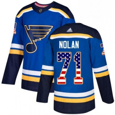 Youth Adidas St Louis Blues 71 Jordan Nolan Authentic Blue USA Flag Fashion NHL Jersey