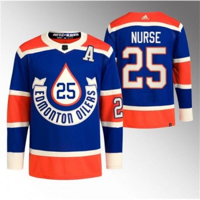 Men Edmonton Oilers 25 Darnell Nurse 2023 Royal Heritage Classic Primegreen Stitched Jersey