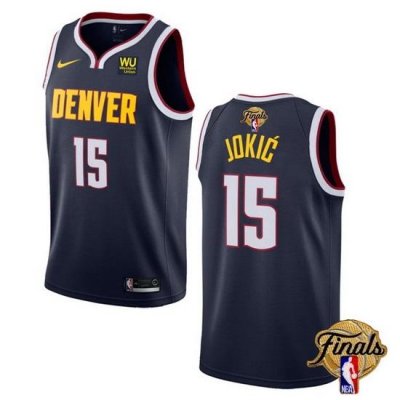 Men Denver Nuggets 15 Nikola Jokic Navy 2023 Finals Icon Edition Stitched Basketball Jersey