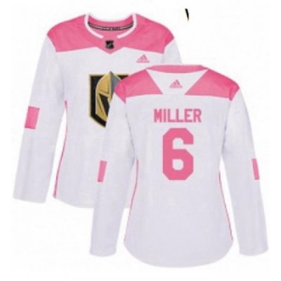 Womens Adidas Vegas Golden Knights 6 Colin Miller Authentic WhitePink Fashion NHL Jersey