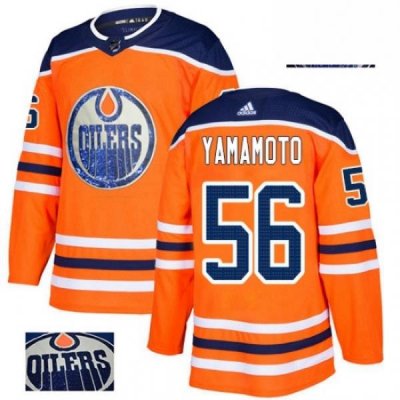 Mens Adidas Edmonton Oilers 56 Kailer Yamamoto Authentic Orange Fashion Gold NHL Jersey