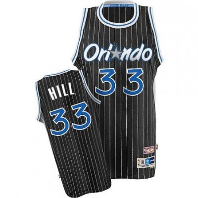 Mens Adidas Orlando Magic 33 Grant Hill Authentic Black Throwback NBA Jersey