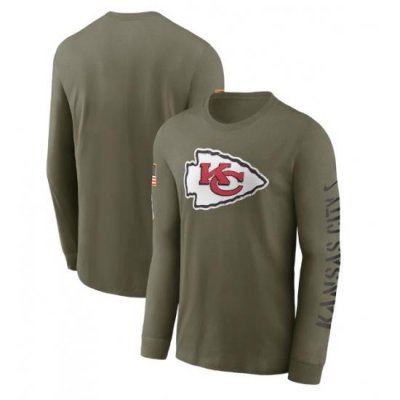 Men Kansas City Chiefs Olive 2022 Salute To Service Long Sleeve T Shirt