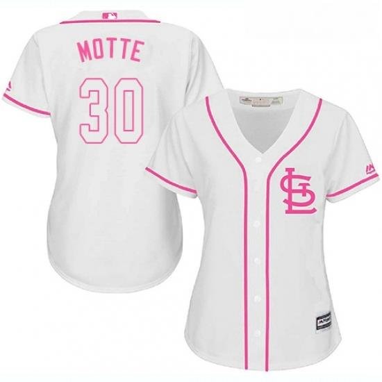 Womens Majestic St Louis Cardinals 30 Jason Motte Replica White Fashion Cool Base MLB Jersey