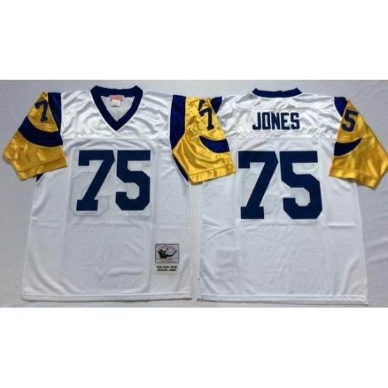 Men Los Angeles Rams 75 Deacon Jones White M&N Throwback Jersey