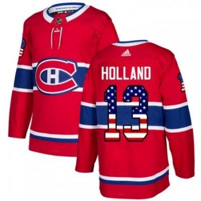 Youth Adidas Montreal Canadiens 13 Peter Holland Authentic Red USA Flag Fashion NHL Jersey