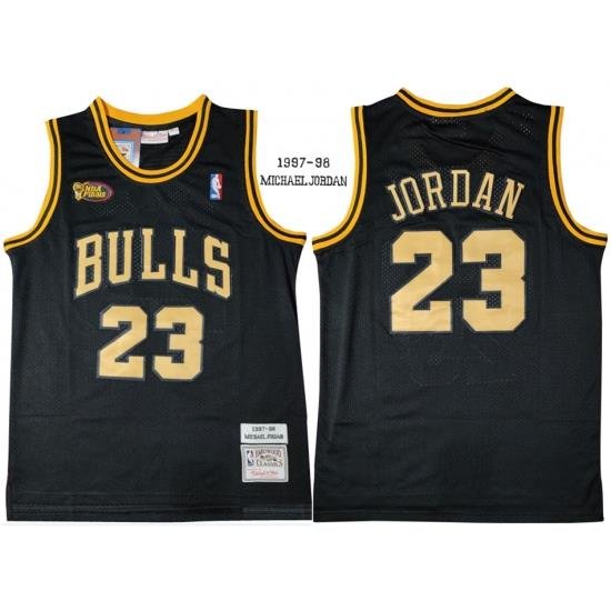 Chicago Bulls 23 Michael Jordan Black 1997 98 Hardwood Classics NBA Finals Mesh Jersey