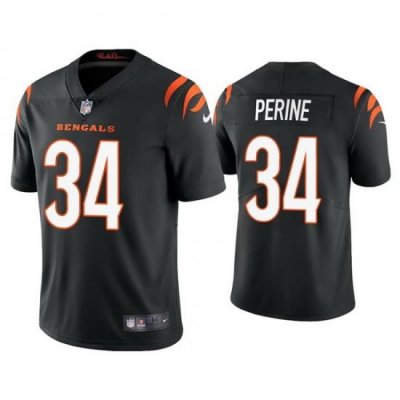 Men Cincinnati Bengals 34 Samaje Perine 2021 Black Vapor Untouchable Limited Stitched Jersey