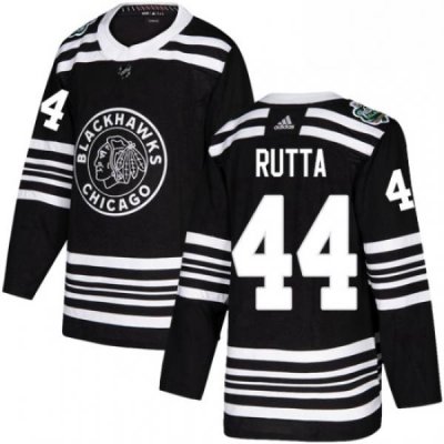 Mens Adidas Chicago Blackhawks 44 Jan Rutta Authentic Black 2019 Winter Classic NHL Jersey