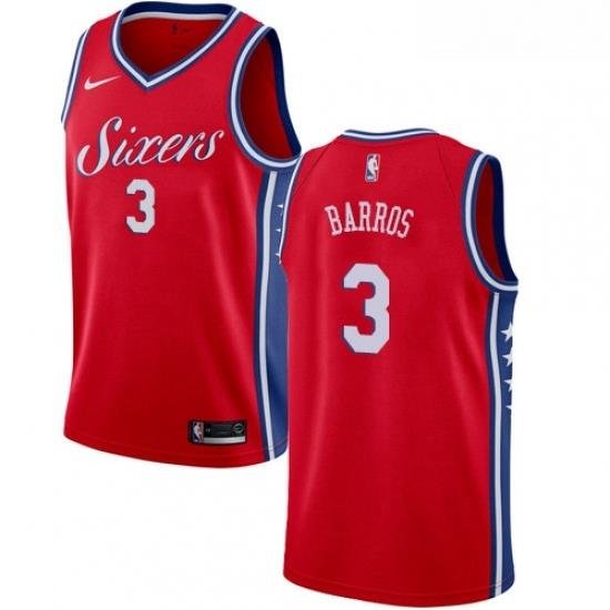 Youth Nike Philadelphia 76ers 3 Dana Barros Swingman Red Alternate NBA Jersey Statement Edition