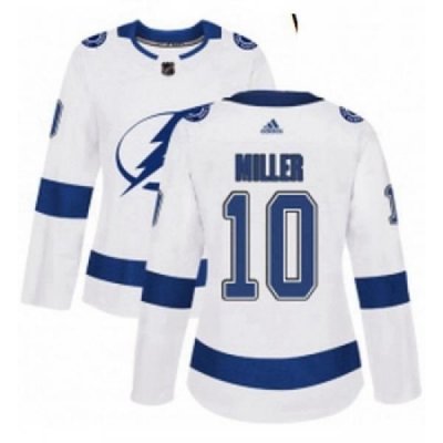 Womens Adidas Tampa Bay Lightning 10 JT Miller Authentic White Away NHL Jersey