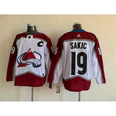 Men Colorado Avalanche 19 Joe Sakic White Stitched Jersey