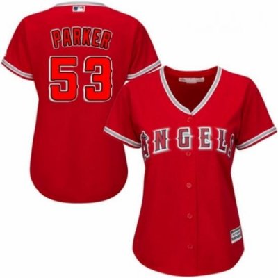 Womens Majestic Los Angeles Angels of Anaheim 53 Blake Parker Authentic Red Alternate MLB Jersey