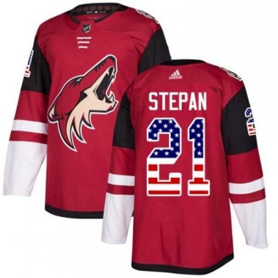 Mens Adidas Arizona Coyotes 21 Derek Stepan Authentic Red USA Flag Fashion NHL Jersey