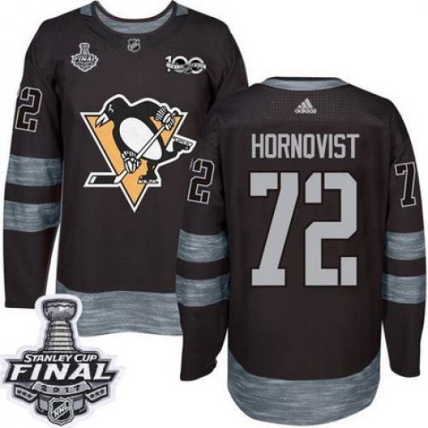 Penguins #72 Patric Hornqvist Black 1917 2017 100th Anniversary Stanley Cup Final Patch Stitched NHL Jersey