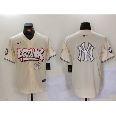 Men New York Yankees Blank Cream The Bronx Graffiti V2 Vapor Limited Stitched Baseball Jersey 2 207