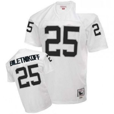 Mitchell and Ness Oakland Raiders 25 Fred Biletnikoff White Authentic Throwback NFL Jersey