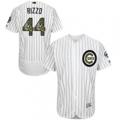 Mens Majestic Chicago Cubs 44 Anthony Rizzo Authentic White 2016 Memorial Day Fashion Flex Base MLB Jersey