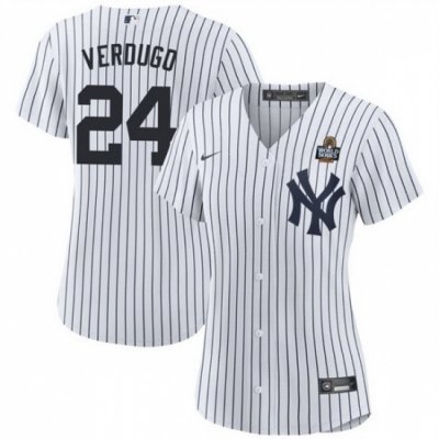 Women New York Yankees 24 Alex Verdugo White 2024 World Series Cool Base Stitched Baseball Jersey