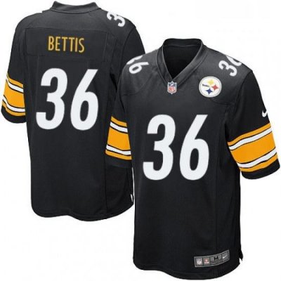 Mens Nike Pittsburgh Steelers 36 Jerome Bettis Game Black Team Color NFL Jersey